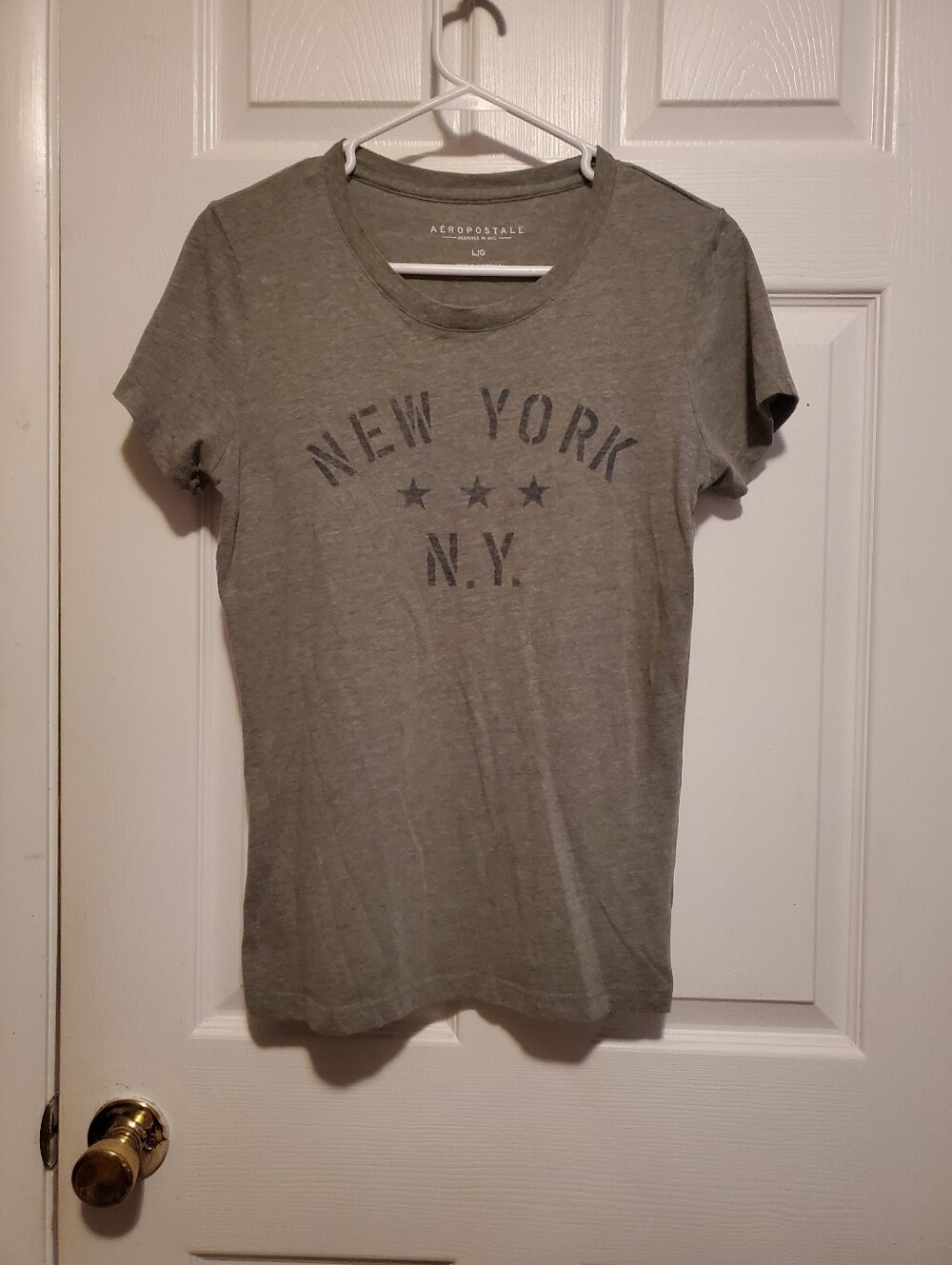 Aeropostale Olive Gray 'New York N.Y.' Graphic Crew Neck Tee